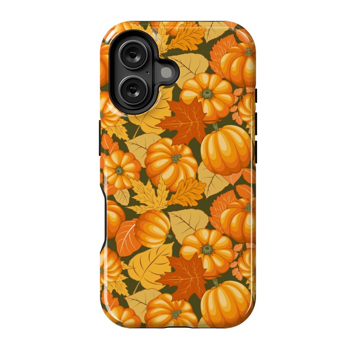 iPhone 16 StrongFit Pumpkins and Autumn Leaves Party by BluedarkArt