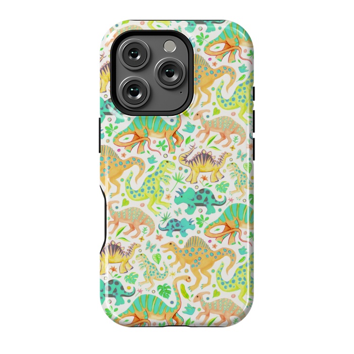 iPhone 16 Pro StrongFit Happy Dinos in Citrus Colors by Micklyn Le Feuvre