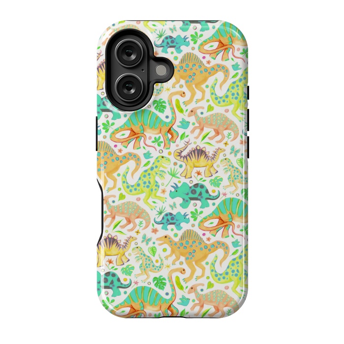 iPhone 16 StrongFit Happy Dinos in Citrus Colors by Micklyn Le Feuvre