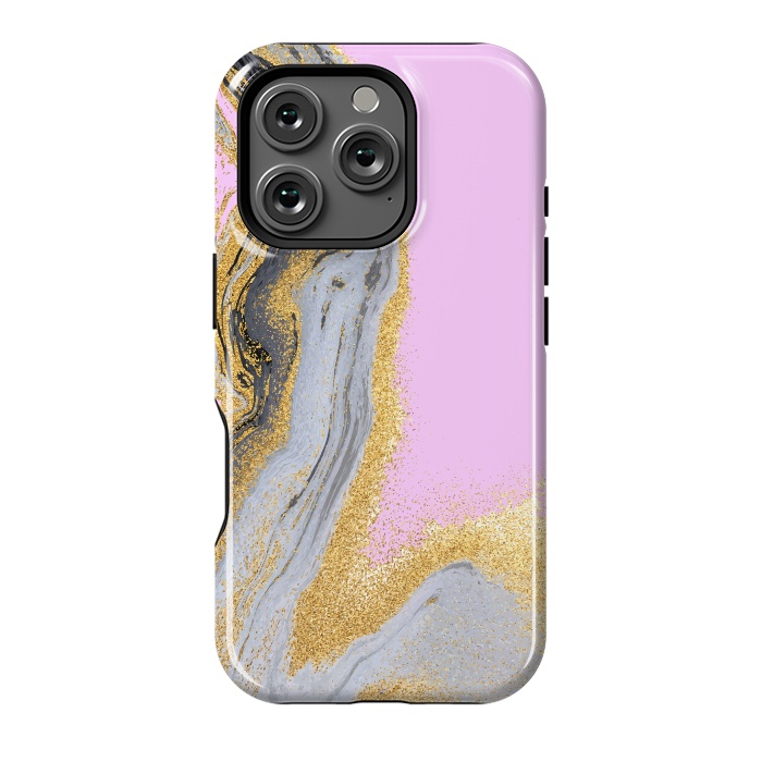 iPhone 16 Pro StrongFit Black and golden liquid marble texture by ArtsCase