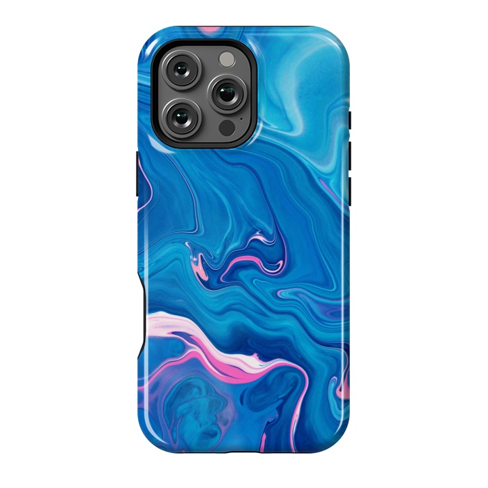 iPhone 16 Pro Max StrongFit Abstract Marble Painting Blue Pink Orange by ArtsCase