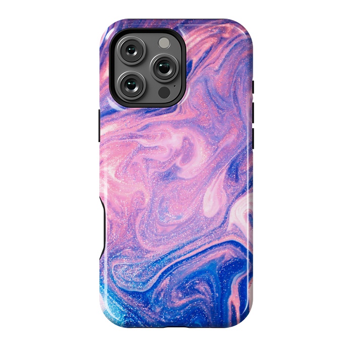 iPhone 16 Pro Max StrongFit Pink and Blue Marbling art by ArtsCase