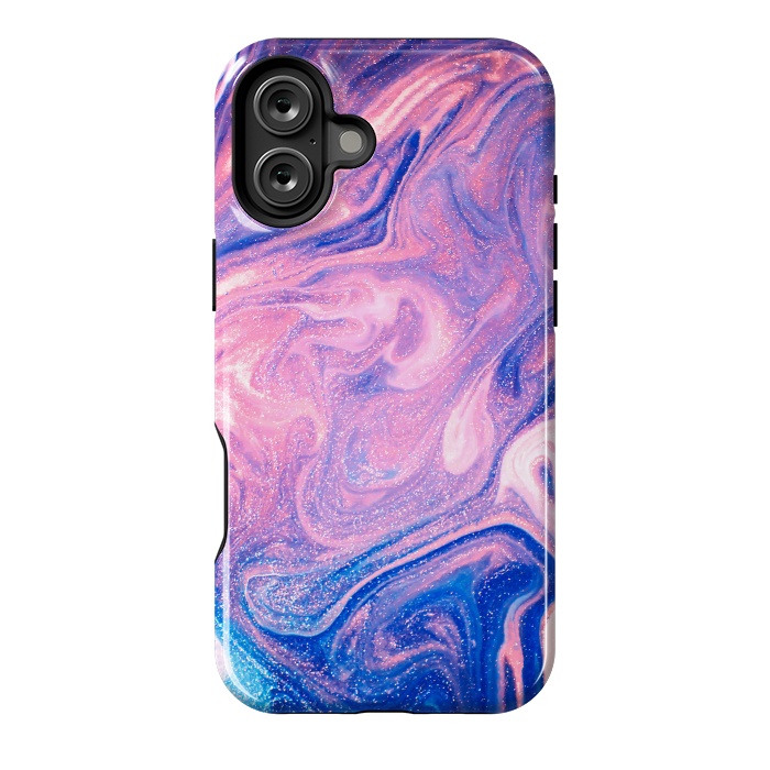 iPhone 16 Plus StrongFit Pink and Blue Marbling art by ArtsCase