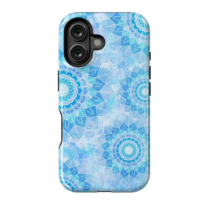 iPhone 16 StrongFit Blue flower mandalas by Jms