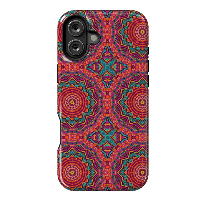 iPhone 16 Plus StrongFit Mosaic mandalas with earth colors by ArtsCase