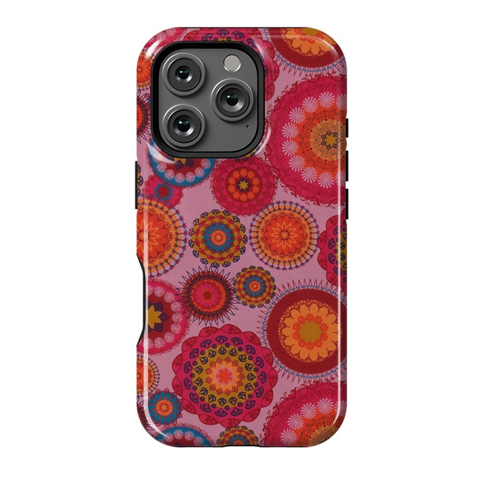 iPhone 16 Pro StrongFit scattered mosaics in magenta by ArtsCase