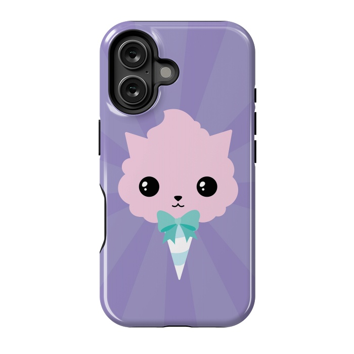 iPhone 16 StrongFit Cotton candy cat by Laura Nagel