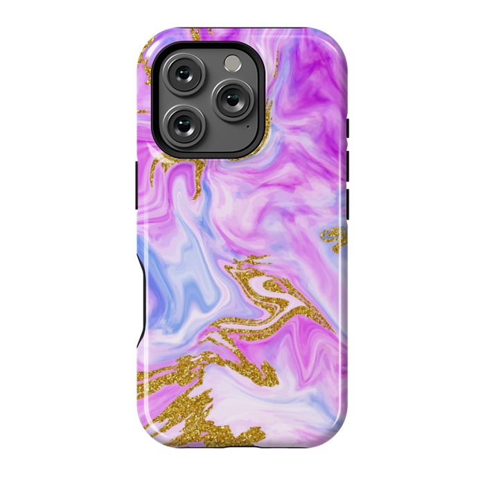 iPhone 16 Pro StrongFit liquid marble with gold accents by ArtsCase