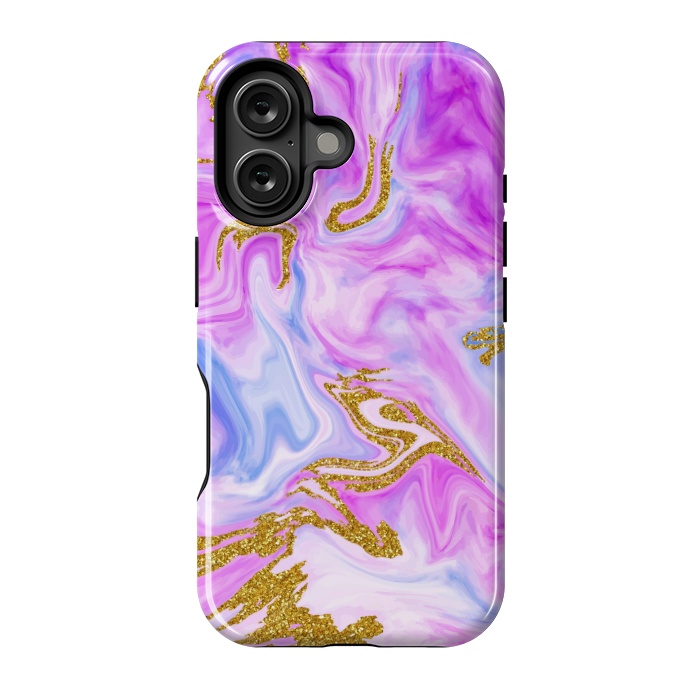 iPhone 16 StrongFit liquid marble with gold accents by ArtsCase