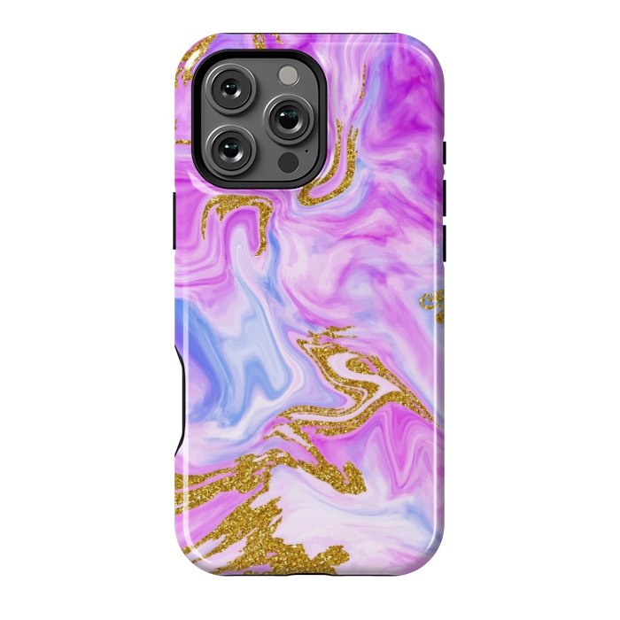 iPhone 16 Pro Max StrongFit liquid marble with gold accents by ArtsCase