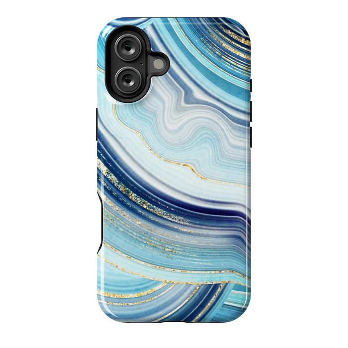 iPhone 16 Plus StrongFit Marble Design with gold veins, painted artificial marbled by ArtsCase