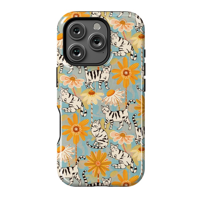 iPhone 16 Pro StrongFit Daisy Cats - Baby Blue  by Tigatiga