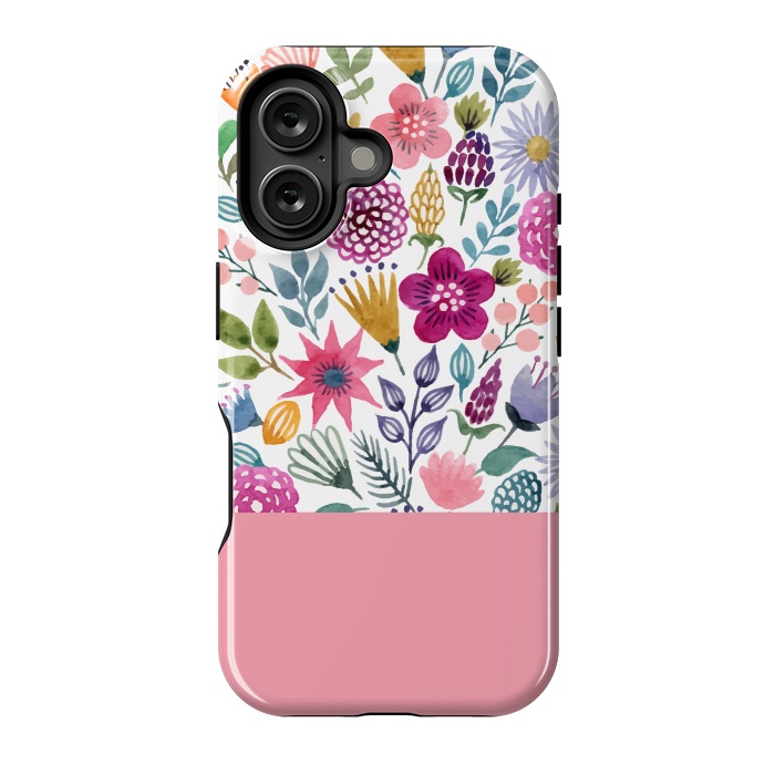 iPhone 16 StrongFit watercolor flowers for summer by ArtsCase