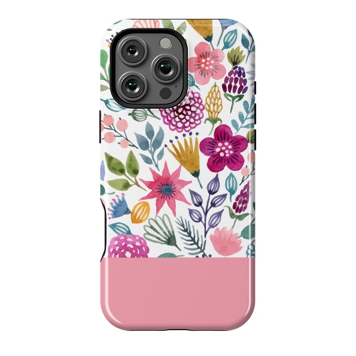 iPhone 16 Pro Max StrongFit watercolor flowers for summer by ArtsCase