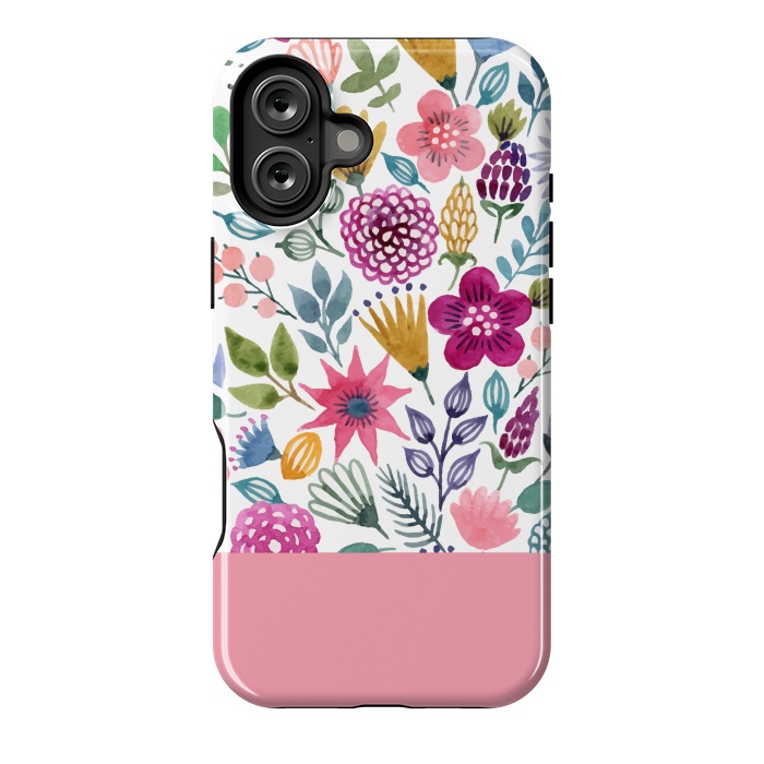 iPhone 16 Plus StrongFit watercolor flowers for summer by ArtsCase