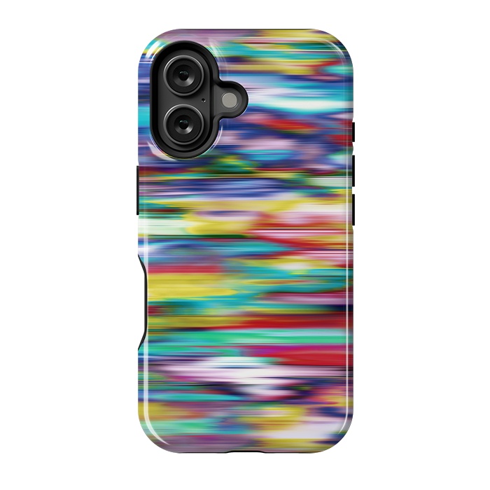 iPhone 16 StrongFit Ikat Blurred Stripes Multicolor by Ninola Design