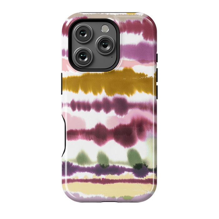 iPhone 16 Pro StrongFit Soft Watercolor Lines Gold by Ninola Design