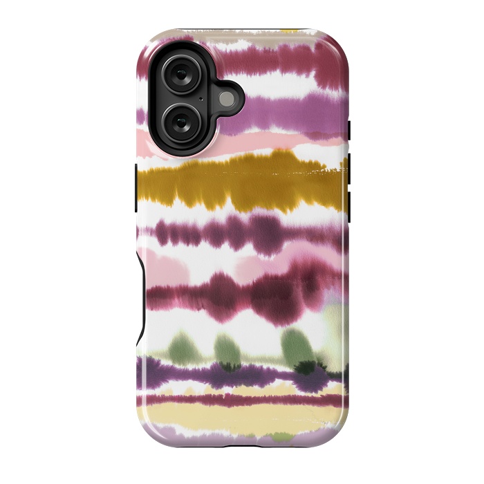 iPhone 16 StrongFit Soft Watercolor Lines Gold by Ninola Design