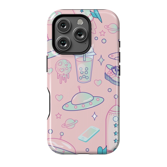 iPhone 16 Pro StrongFit Galaxy space babe pastel goth kawaii pattern by Luna Elizabeth Art