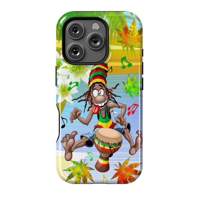 iPhone 16 Pro StrongFit Rasta Bongo Musician funny cool character by BluedarkArt