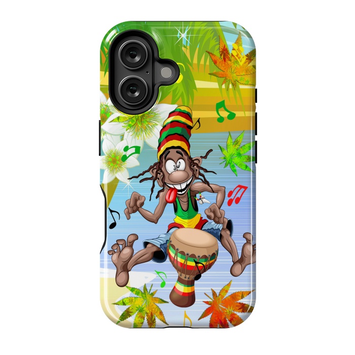 iPhone 16 StrongFit Rasta Bongo Musician funny cool character by BluedarkArt