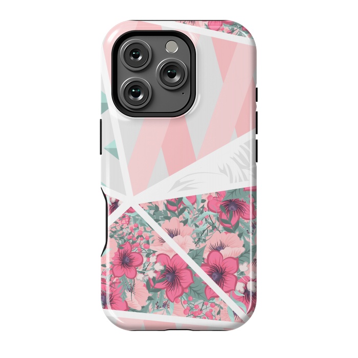 iPhone 16 Pro StrongFit PINK PATCHWORK FLORAL by MALLIKA