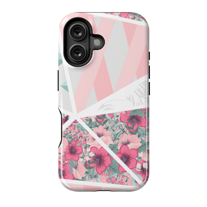 iPhone 16 StrongFit PINK PATCHWORK FLORAL by MALLIKA