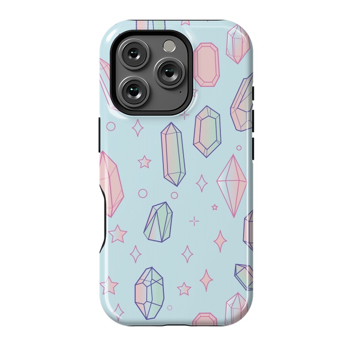 iPhone 16 Pro StrongFit Pastel Crystal Paradise Blue & Pink by Luna Elizabeth Art