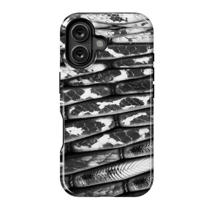 iPhone 16 StrongFit Black and white snake skin pattern by Oana 