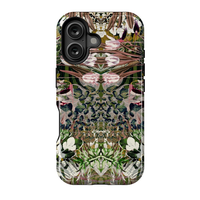 iPhone 16 StrongFit Vintage tulips and foliage botanical pattern by Oana 