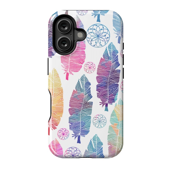 iPhone 16 StrongFit boho feathers pattern by MALLIKA