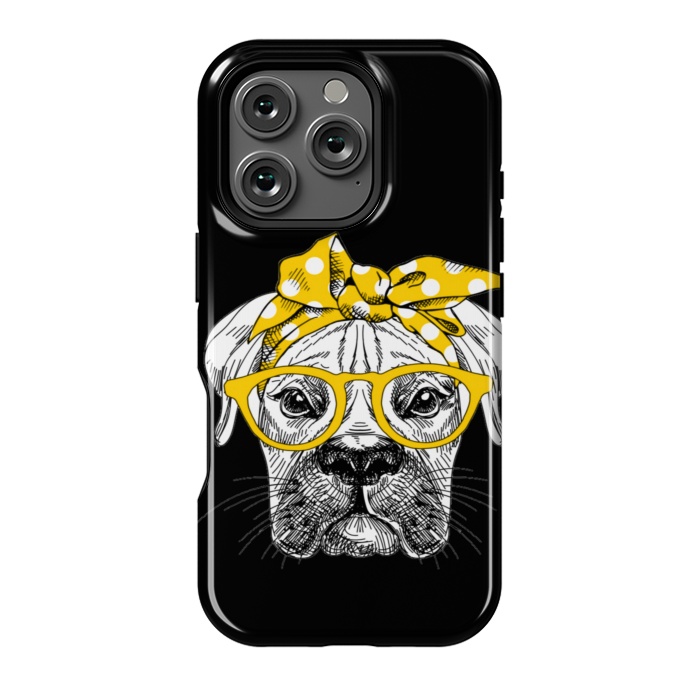 iPhone 16 Pro StrongFit cute dog with glasses by haroulita