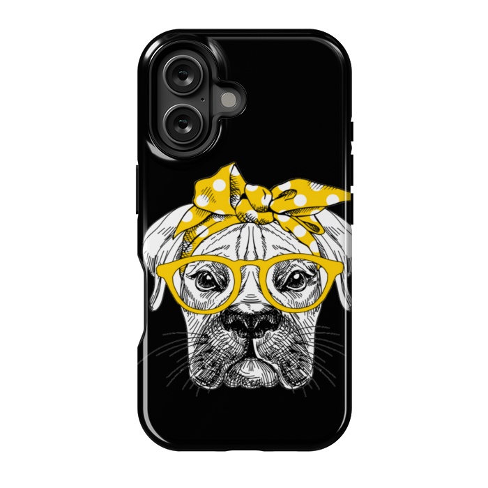 iPhone 16 StrongFit cute dog with glasses by haroulita