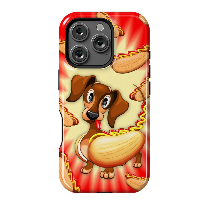 iPhone 16 Pro StrongFit Dachshund Hot Dog Cute and Funny Character by BluedarkArt