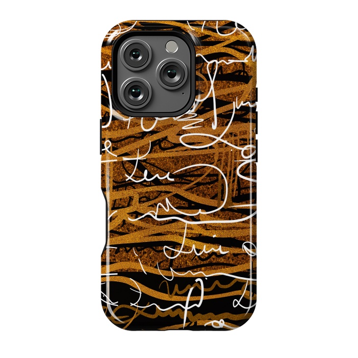 iPhone 16 Pro StrongFit Gold text writing abstract art case by Josie