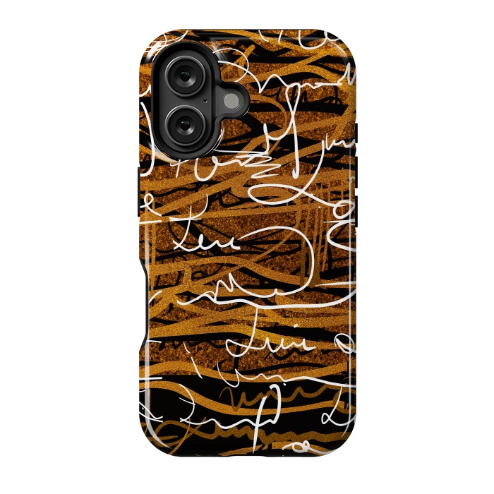 iPhone 16 StrongFit Gold text writing abstract art case by Josie