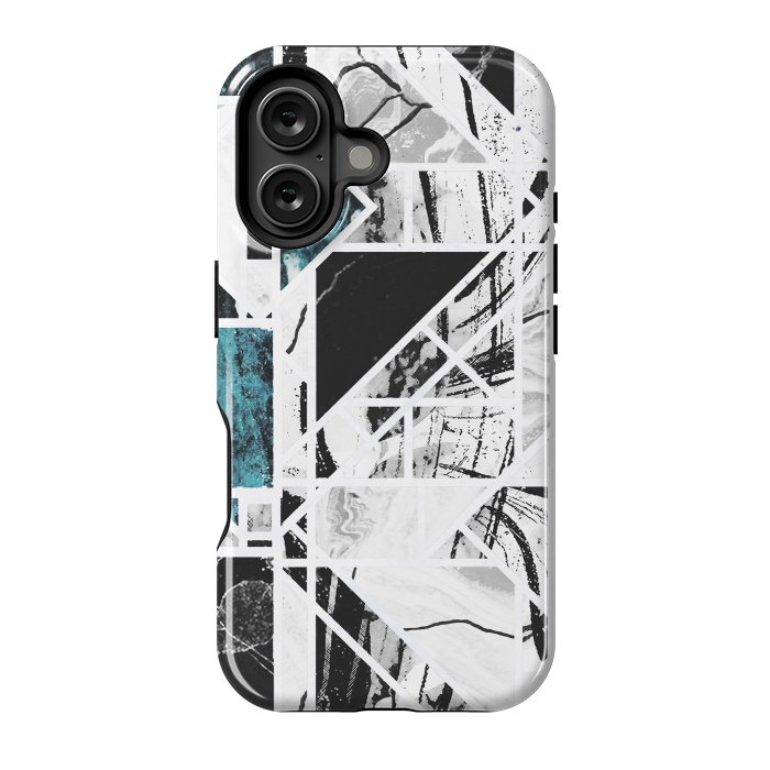 iPhone 16 StrongFit Ink brushed marble tiles by Oana 