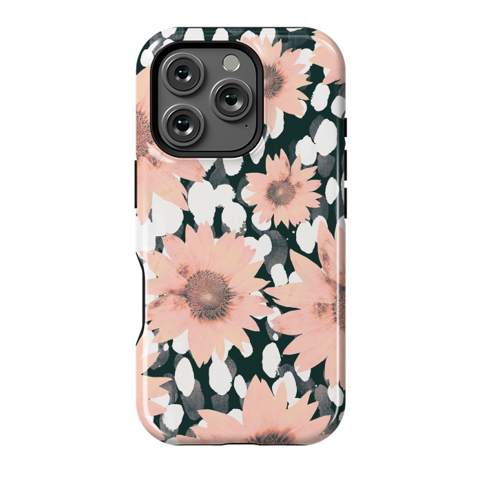 iPhone 16 Pro StrongFit Pink flower petals and paint dots by Oana 