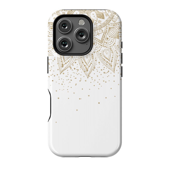 iPhone 16 Pro StrongFit Elegant Gold Mandala Confetti Design by InovArts