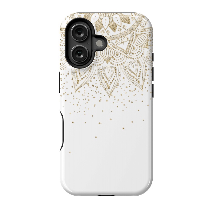 iPhone 16 StrongFit Elegant Gold Mandala Confetti Design by InovArts