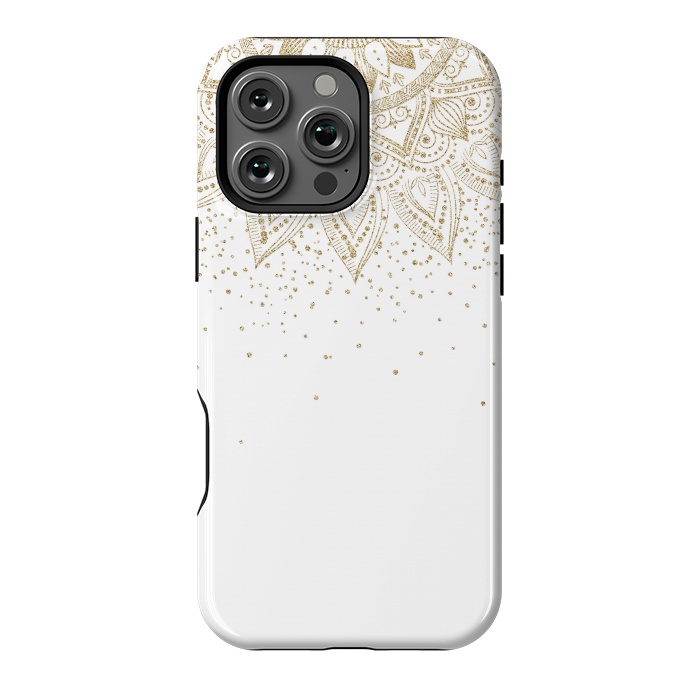 iPhone 16 Pro Max StrongFit Elegant Gold Mandala Confetti Design by InovArts