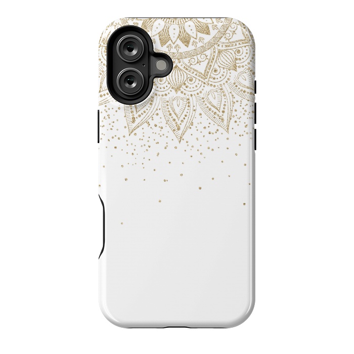 iPhone 16 Plus StrongFit Elegant Gold Mandala Confetti Design by InovArts