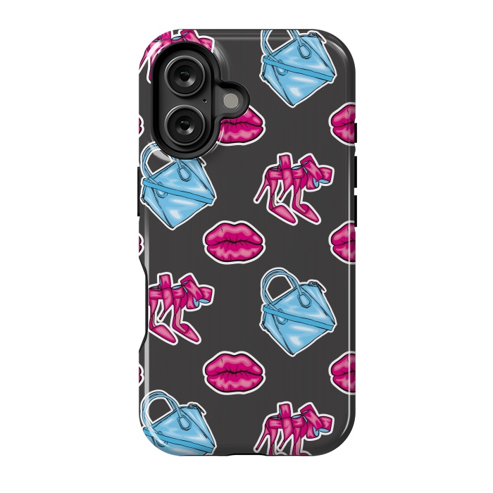 iPhone 16 StrongFit Beautiful background of the lips shoes and bags by ArtsCase