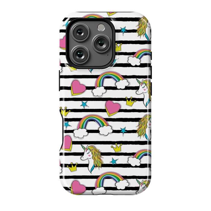 iPhone 16 Pro StrongFit Unicorns Rainbows and Hearts by ArtsCase