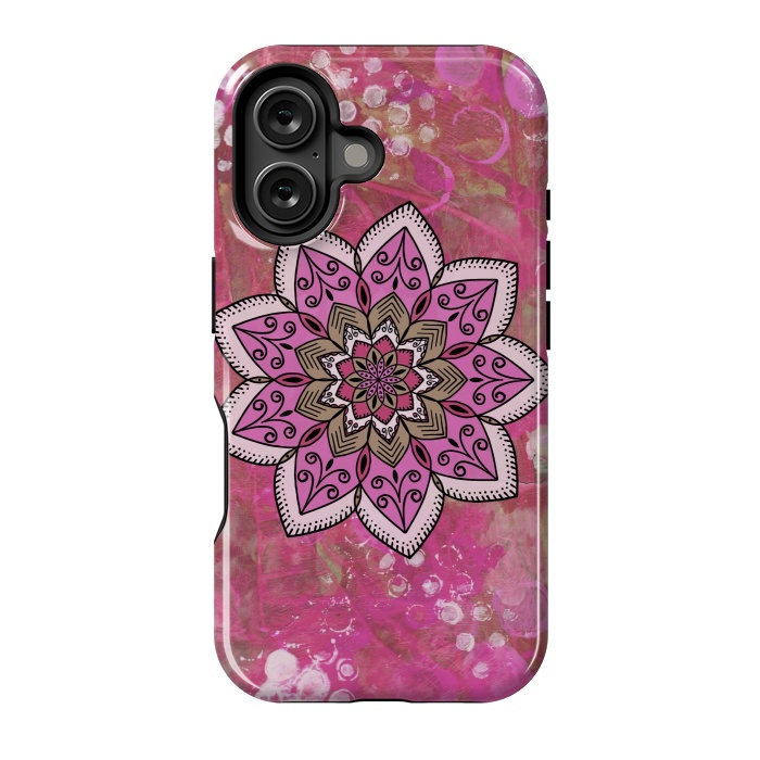 iPhone 16 StrongFit Pink mandala by Winston