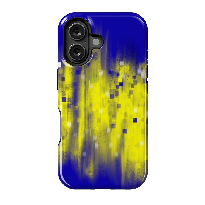 iPhone 16 StrongFit Color blue yellow abstract art by Josie