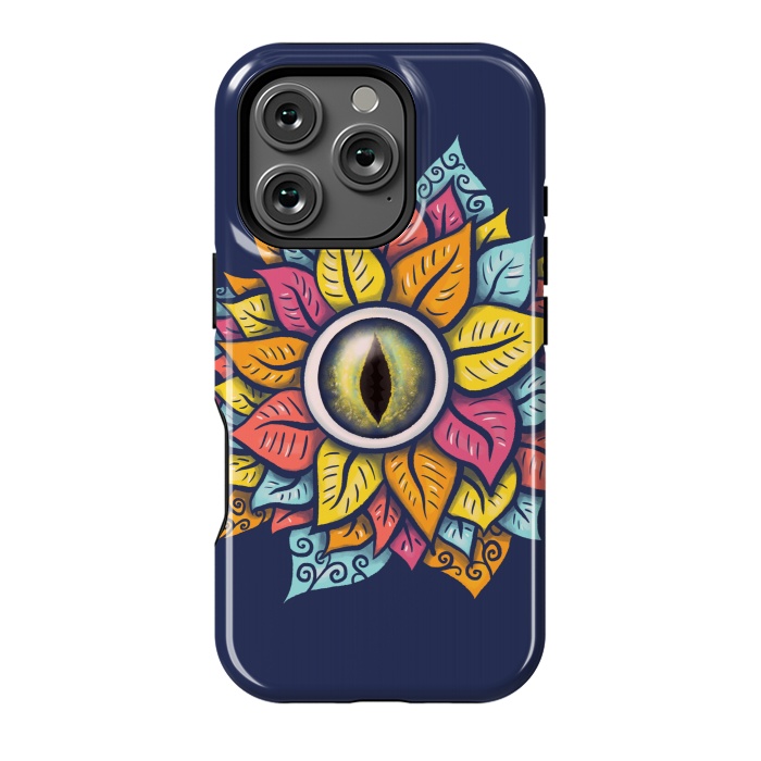 iPhone 16 Pro StrongFit Colorful Reptile Eye Flower Fun Weird Digital Art by Boriana Giormova