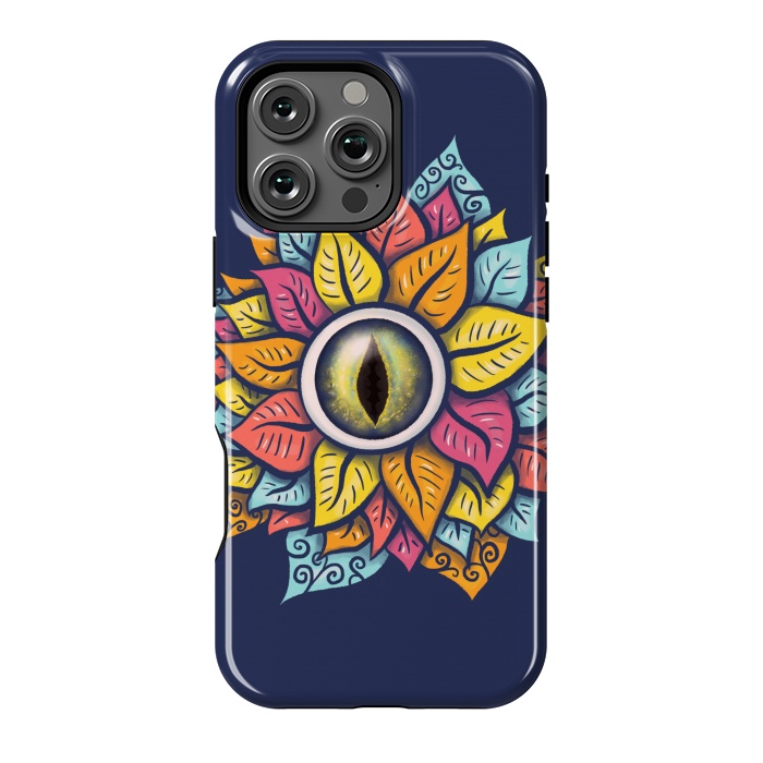 iPhone 16 Pro Max StrongFit Colorful Reptile Eye Flower Fun Weird Digital Art by Boriana Giormova