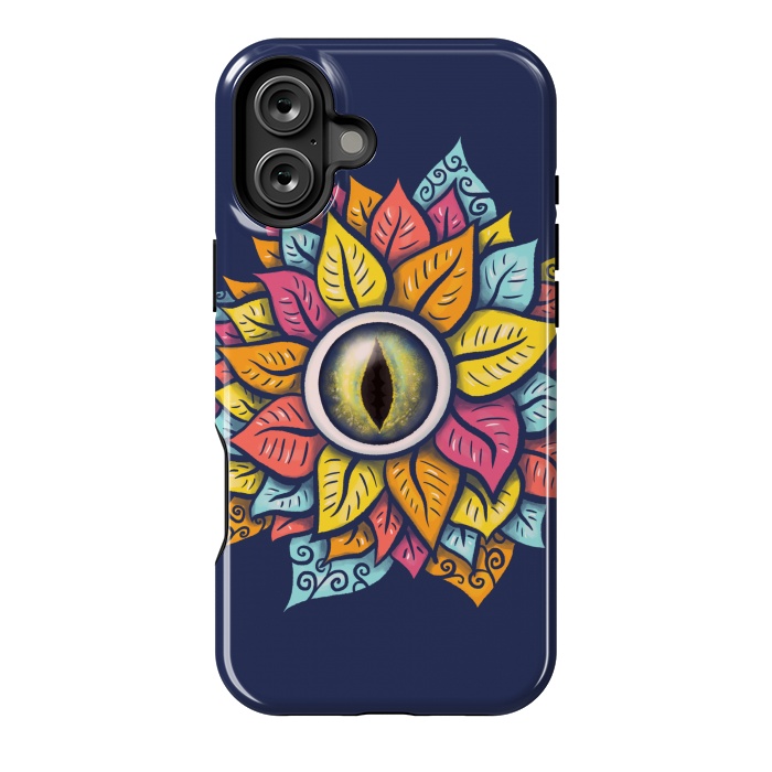 iPhone 16 Plus StrongFit Colorful Reptile Eye Flower Fun Weird Digital Art by Boriana Giormova