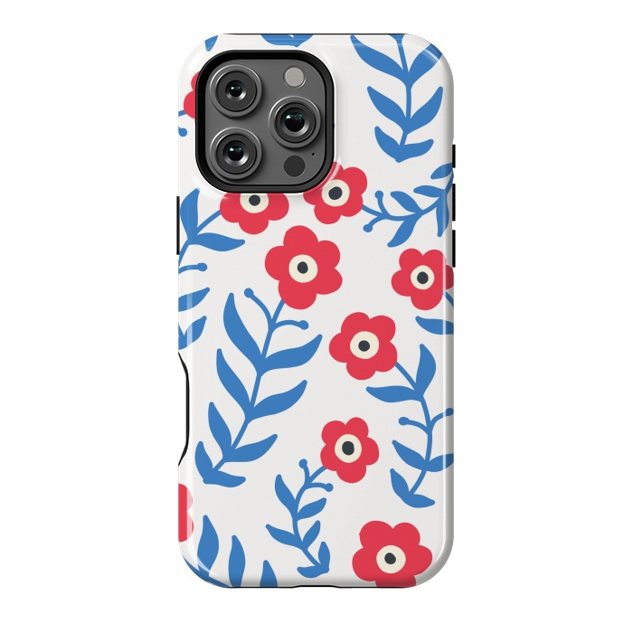 iPhone 16 Pro Max StrongFit Red flowers and blue leaves by Winston